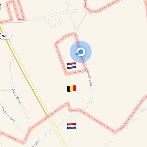 Street-level view from inside a Dutch counter-exclave surrounded by Belgian territory.